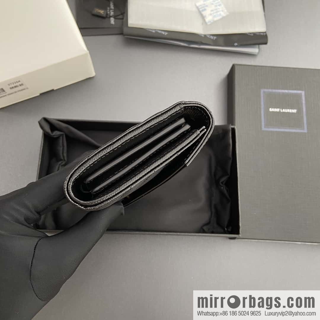 YSL MATELASSE flip grain embossed leather (fabric) wallet 372264