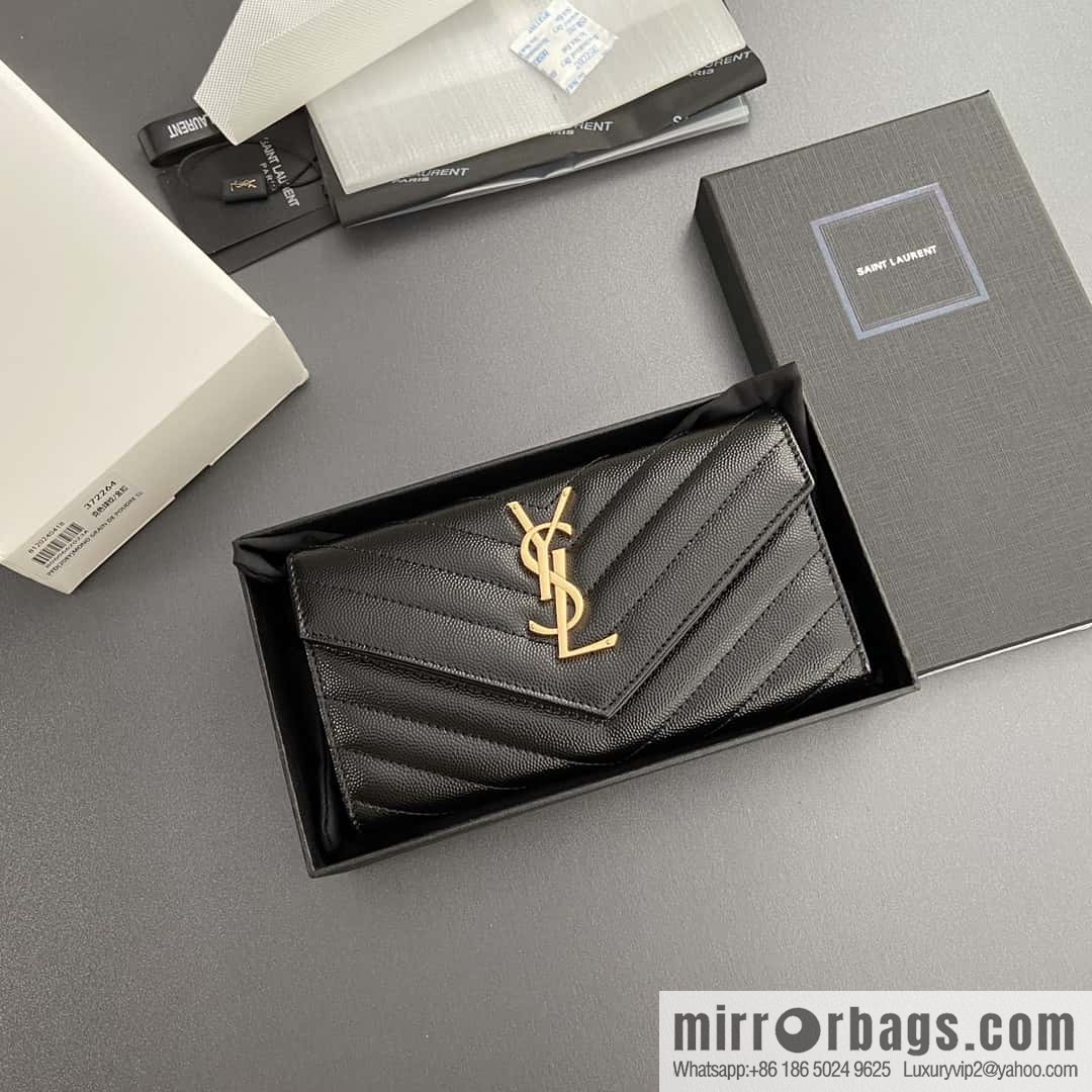 YSL MATELASSE flip grain embossed leather (fabric) wallet 372264