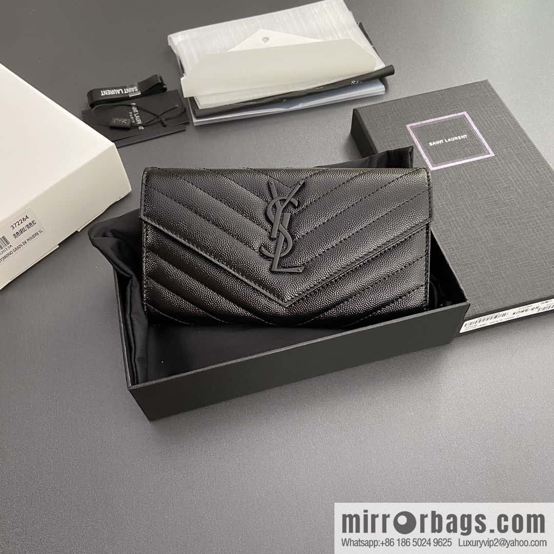 YSL MATELASSE flip grain embossed leather (fabric) wallet 372264