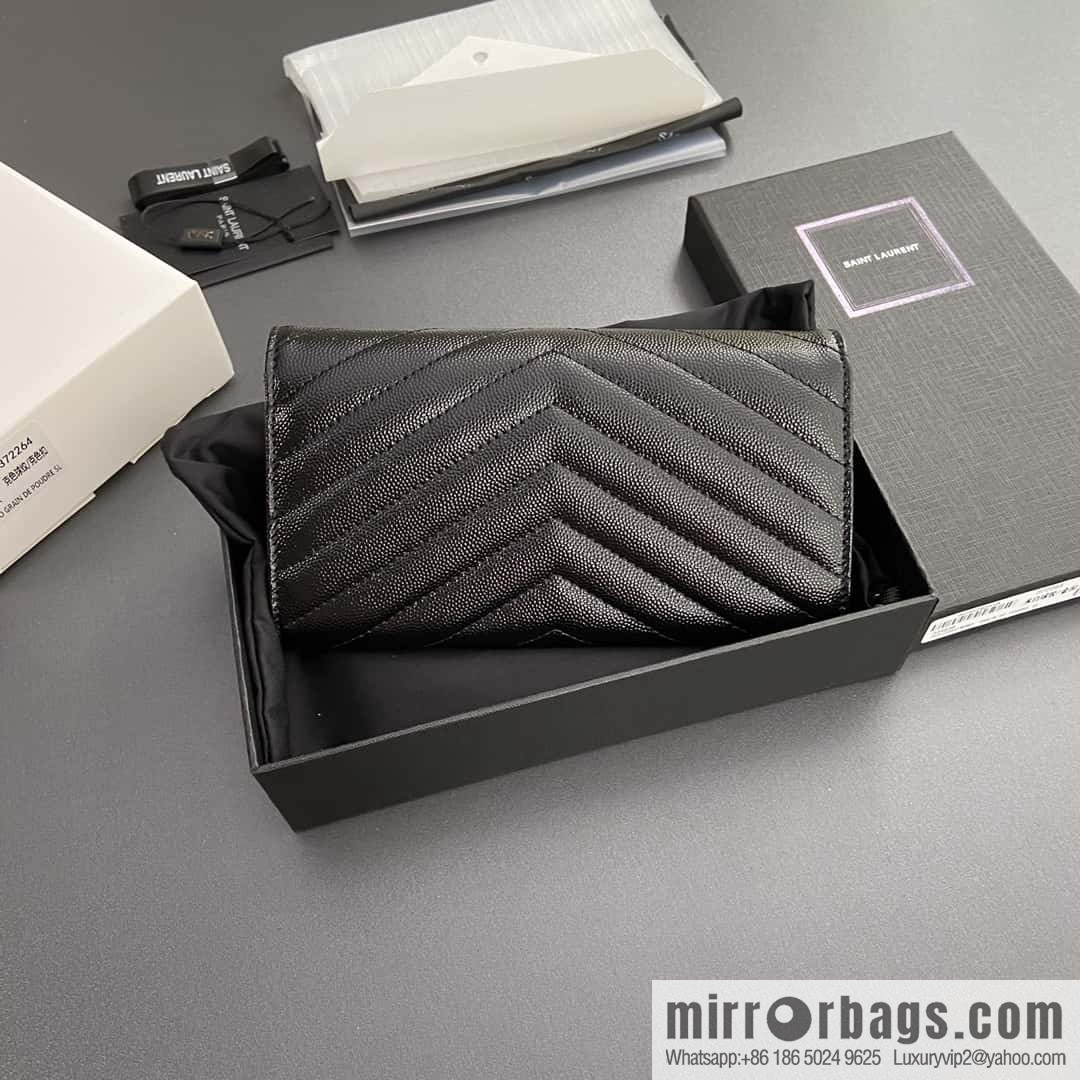 YSL MATELASSE flip grain embossed leather (fabric) wallet 372264
