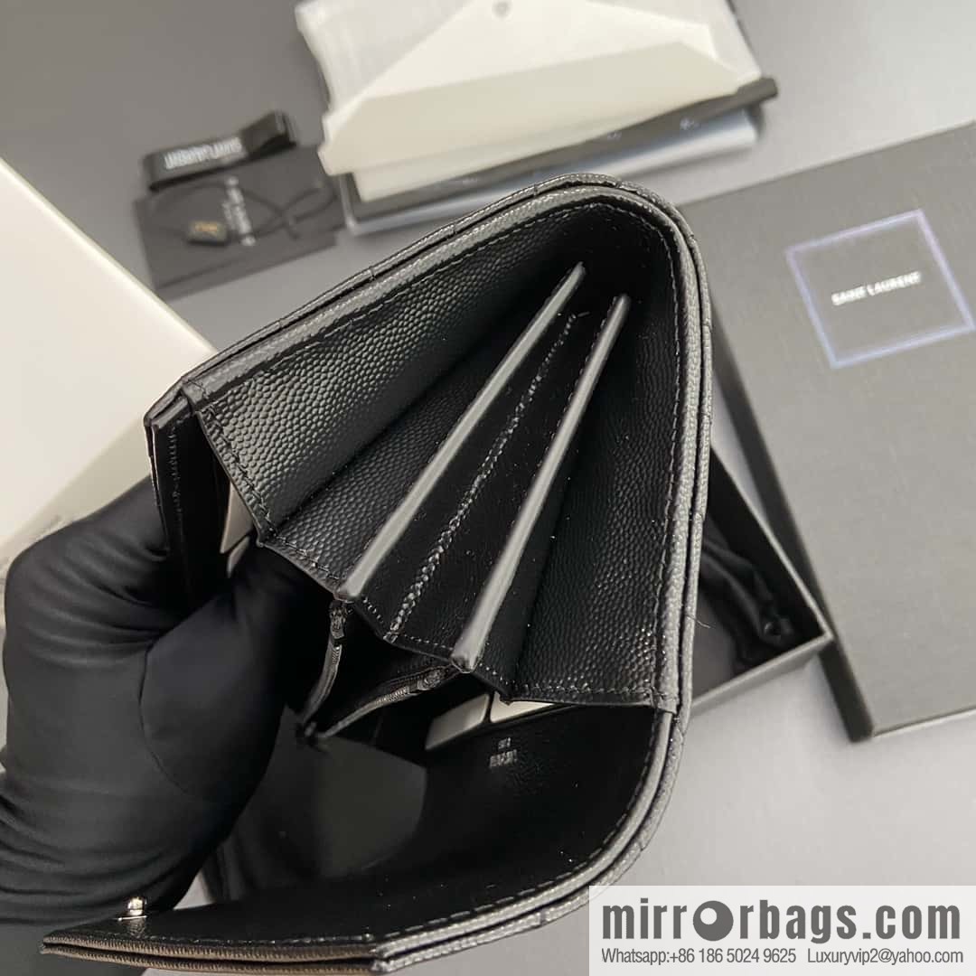 YSL MATELASSE flip grain embossed leather (fabric) wallet 372264