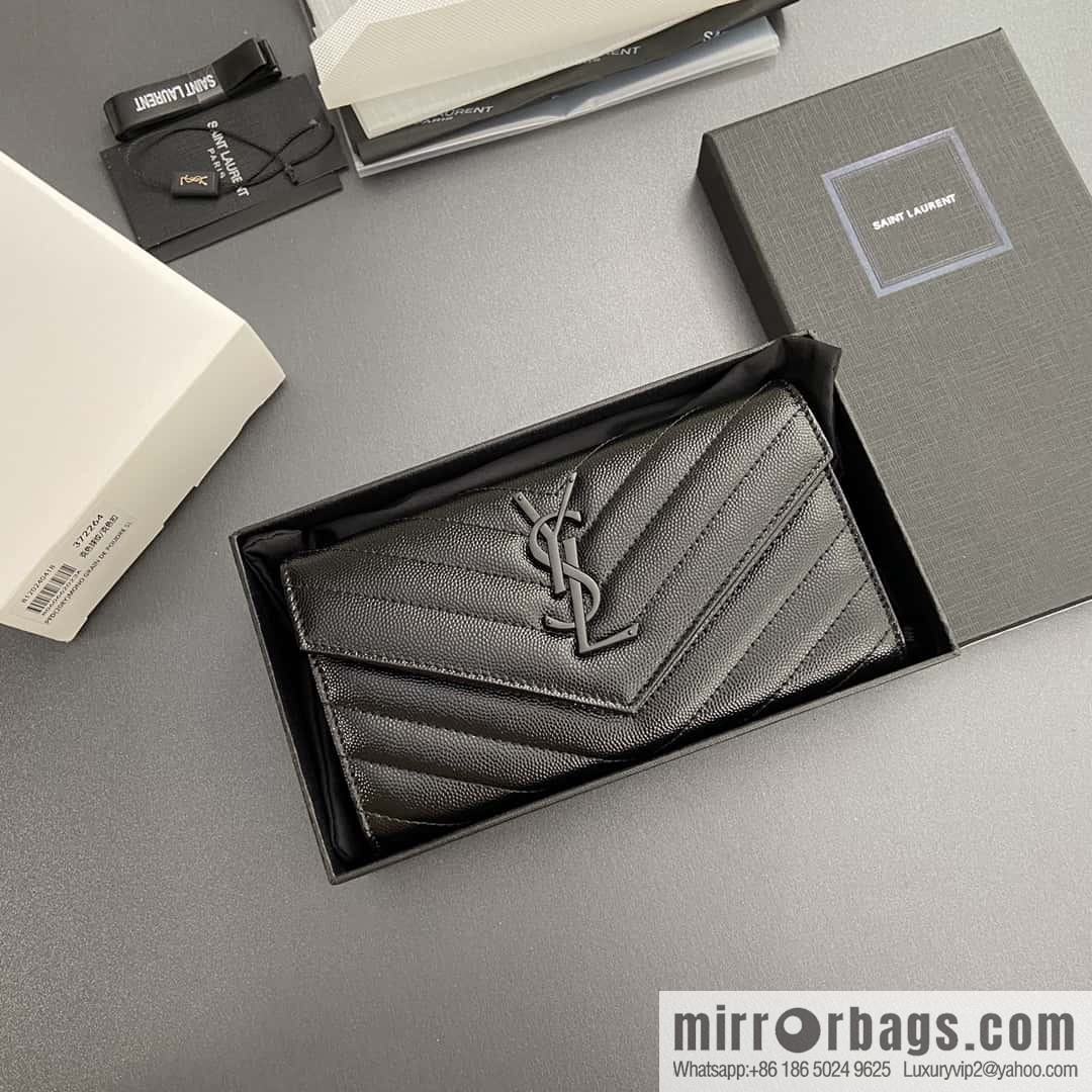 YSL MATELASSE flip grain embossed leather (fabric) wallet 372264
