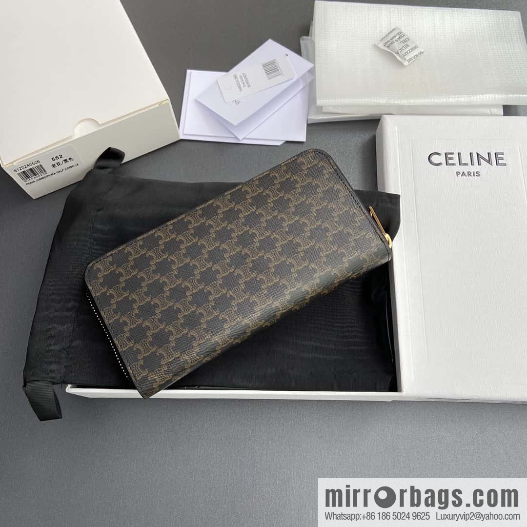 CELINE TRIOMPHE logo printing full zipper opening and closing 10l552DS3.04LU