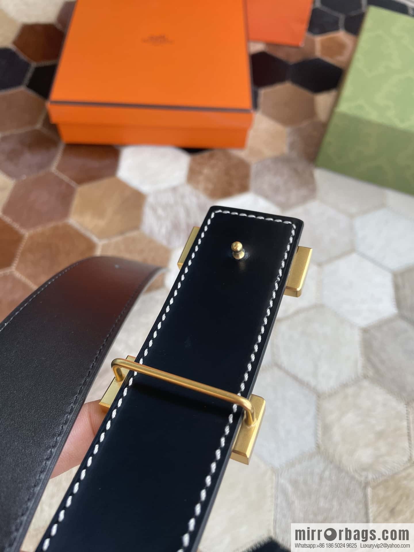 Hermes Hermes, fine steel four-corner solder joint metal buckle with first layer cowhide double-sided men's 3.8cm belt