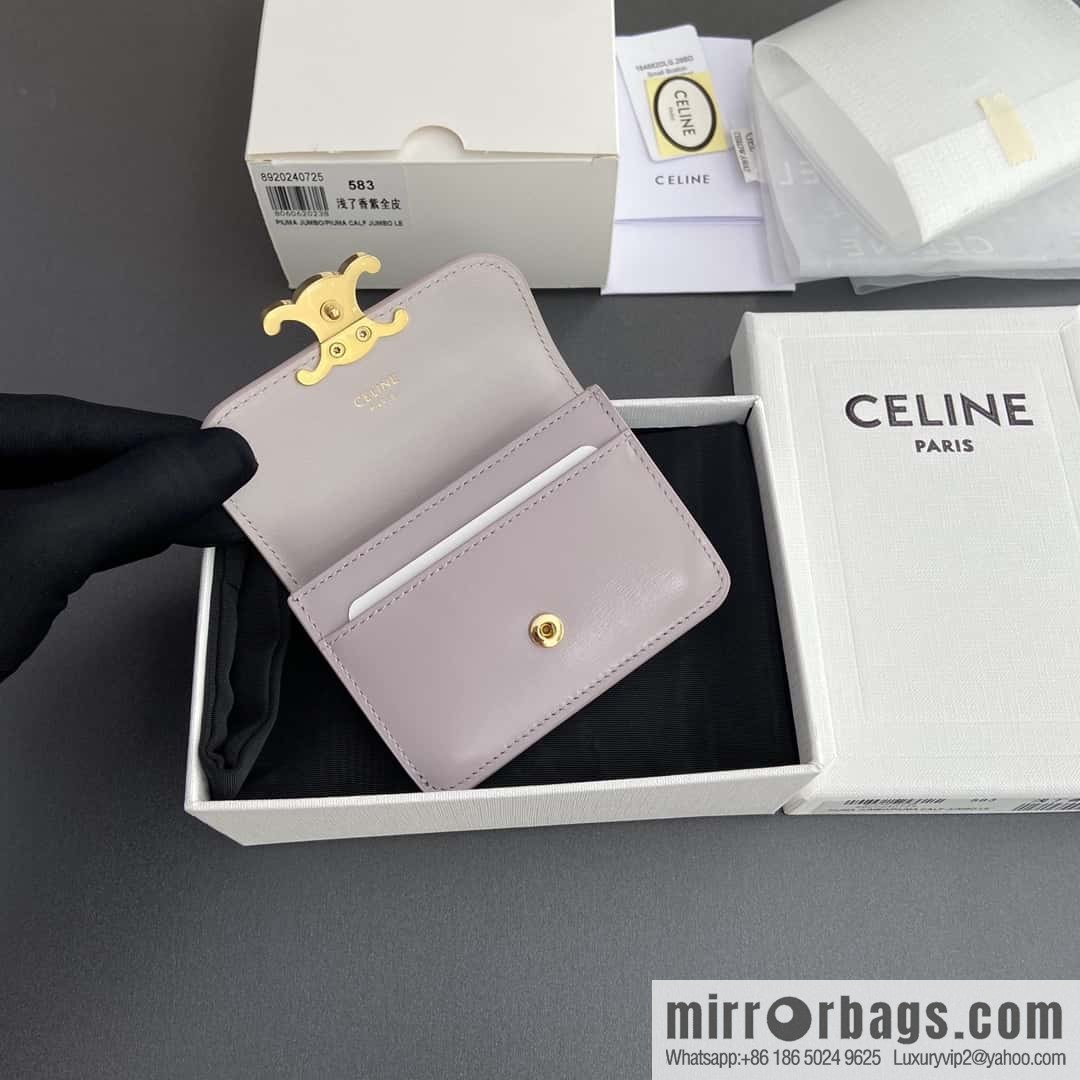 CELINE TRIOMPHE shiny cow leather flip card bag 10I 582 CPJ.04LU