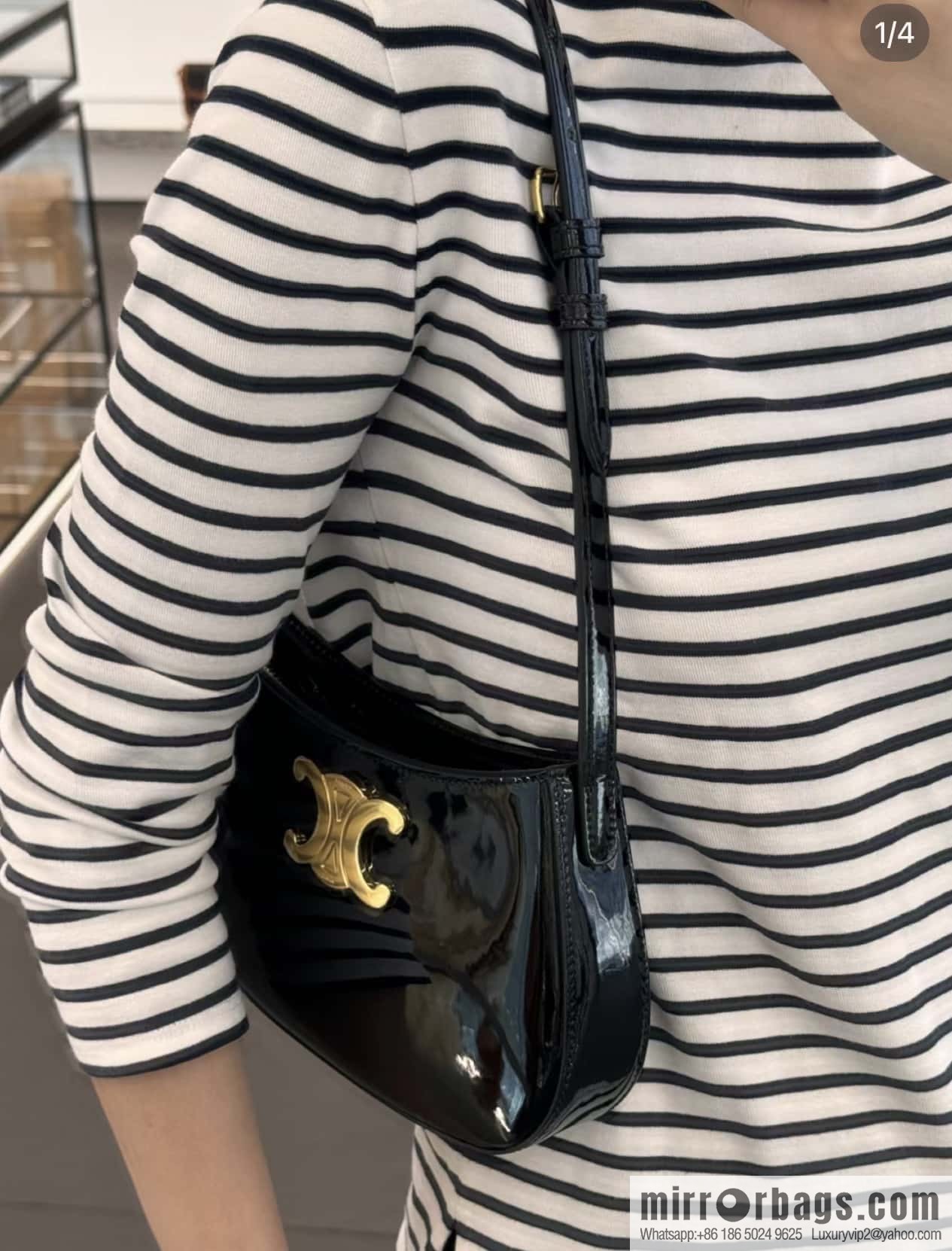 CELINE TILLY Medium lacquered cow leather handbag 115703