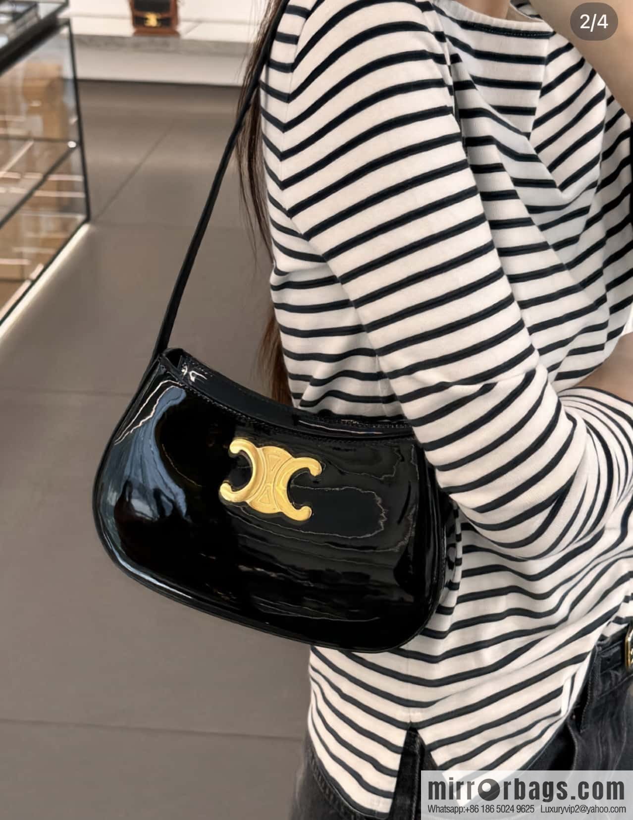 CELINE TILLY Medium lacquered cow leather handbag 115703