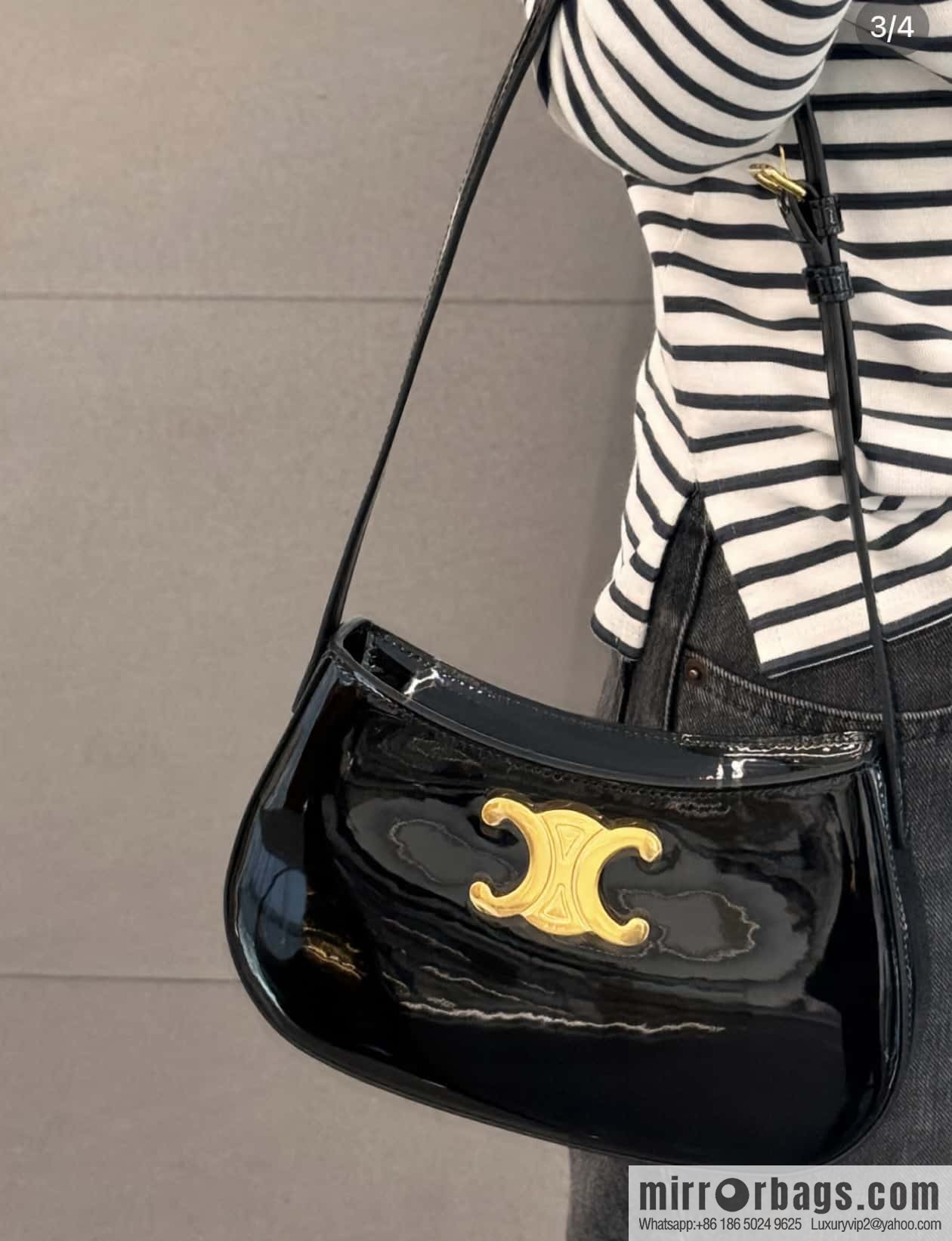 CELINE TILLY Medium lacquered cow leather handbag 115703
