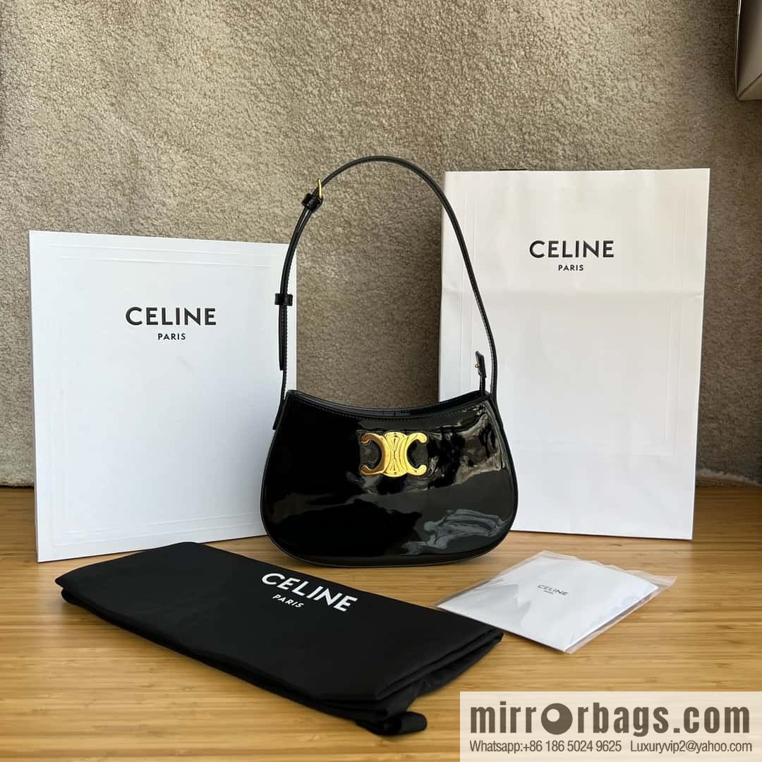 CELINE TILLY Medium lacquered cow leather handbag 115703