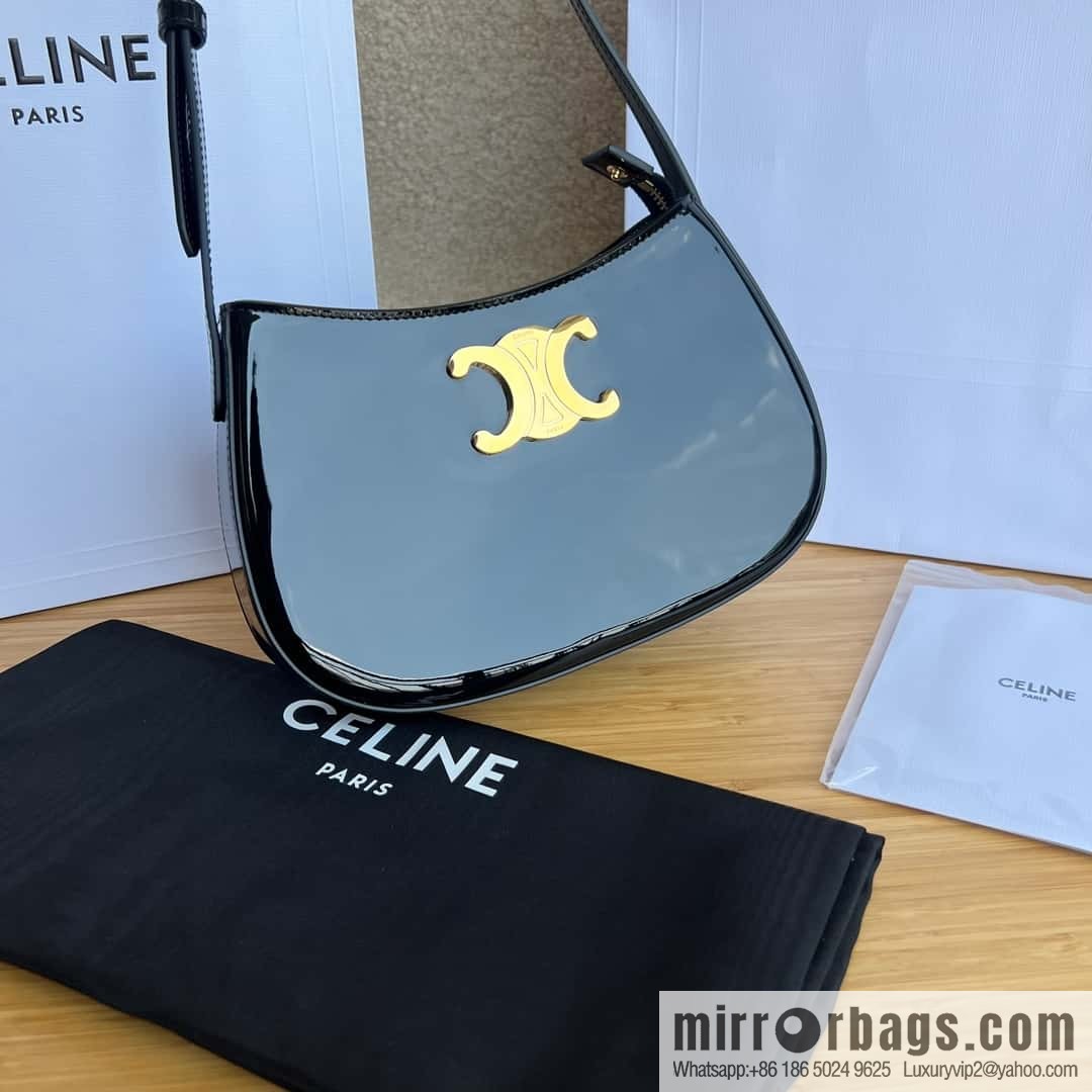 CELINE TILLY Medium lacquered cow leather handbag 115703