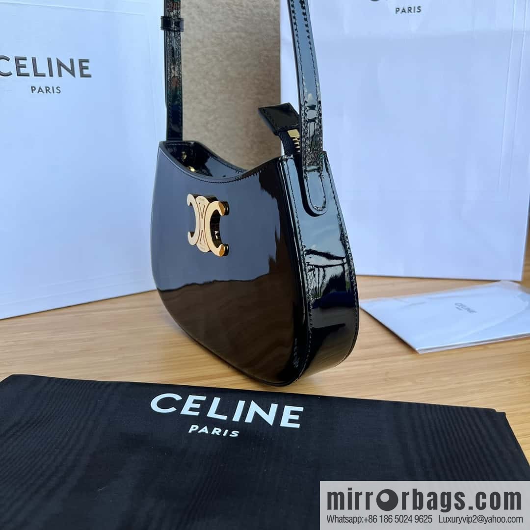 CELINE TILLY Medium lacquered cow leather handbag 115703