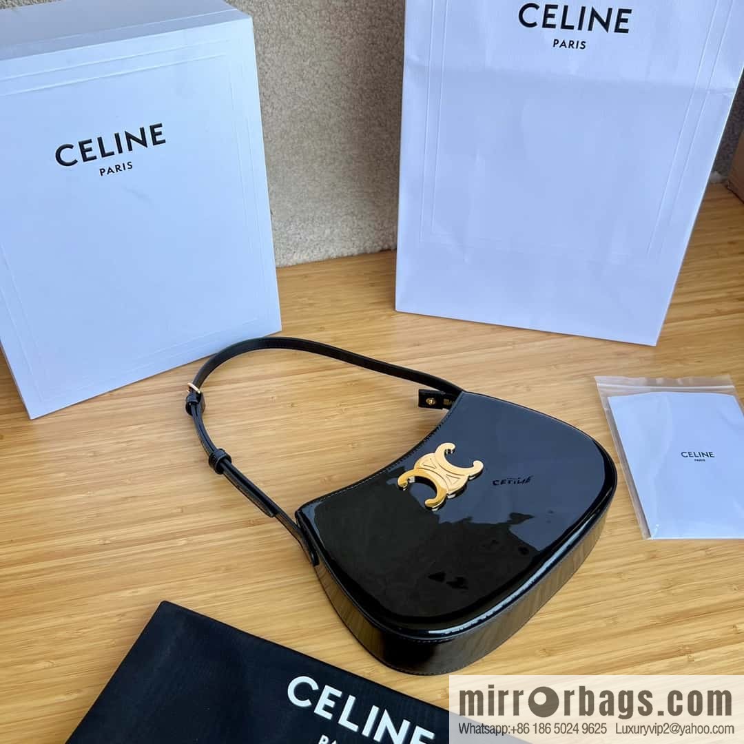 CELINE TILLY Medium lacquered cow leather handbag 115703