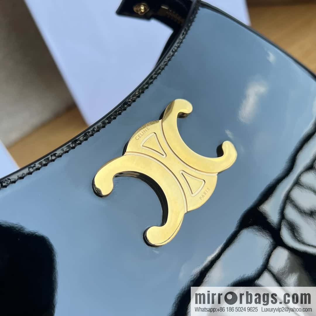 CELINE TILLY Medium lacquered cow leather handbag 115703
