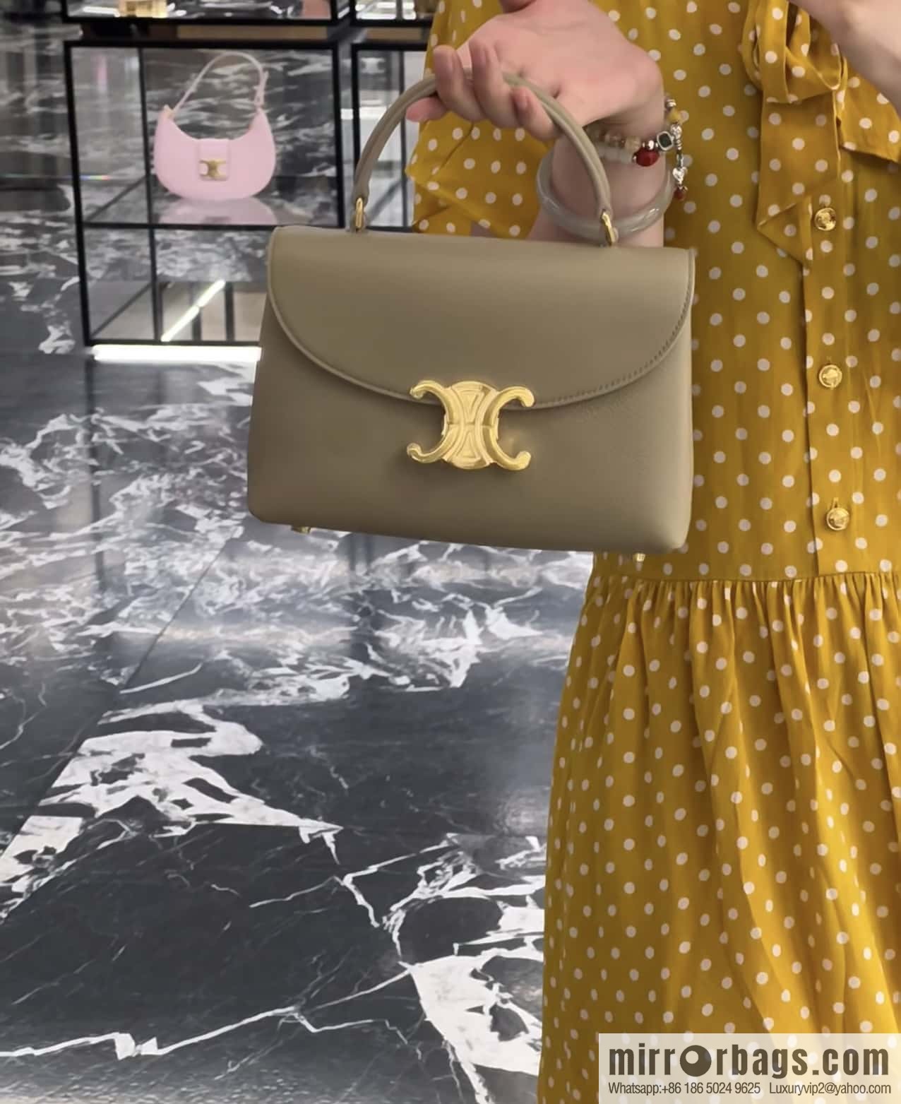 CELINE TEEN NINO Soft cow leather handbag 118113 apricot
