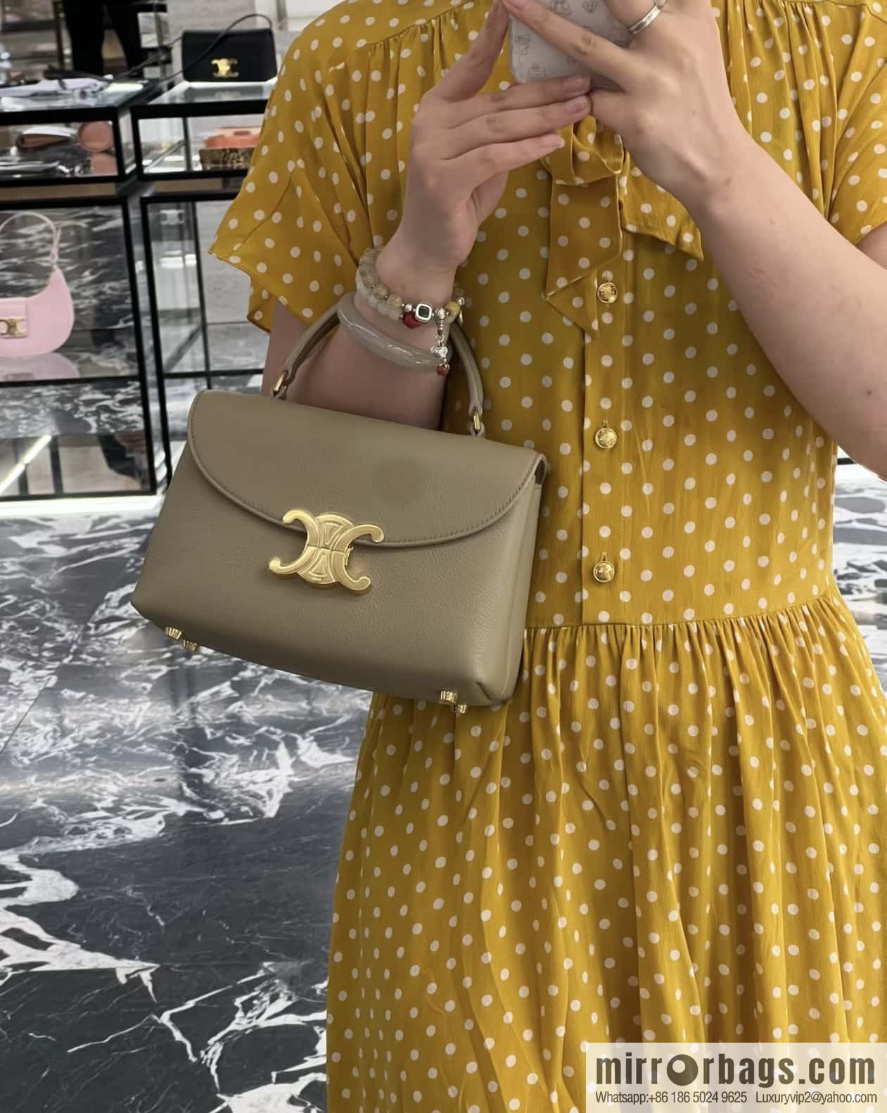 CELINE TEEN NINO Soft cow leather handbag 118113 apricot