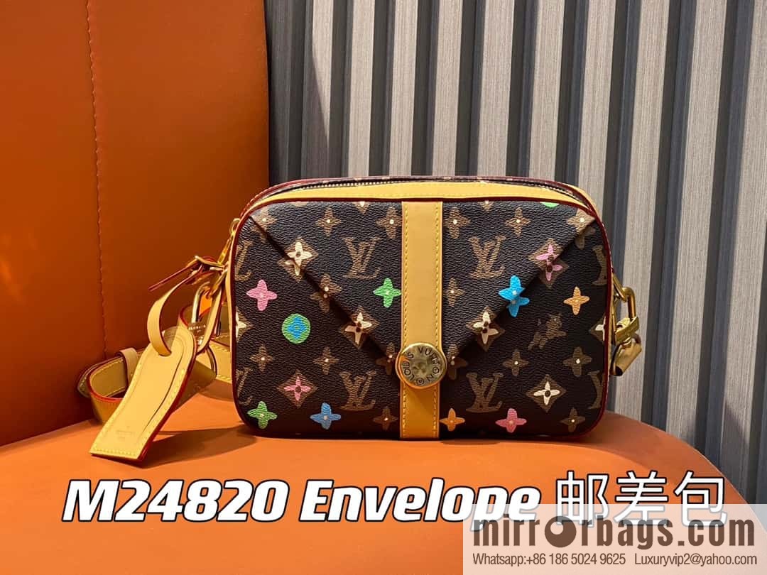 [Premium‑quality] M24820 brown color, variable code chip version, men's bag messenger bag series Envelope messenger bag