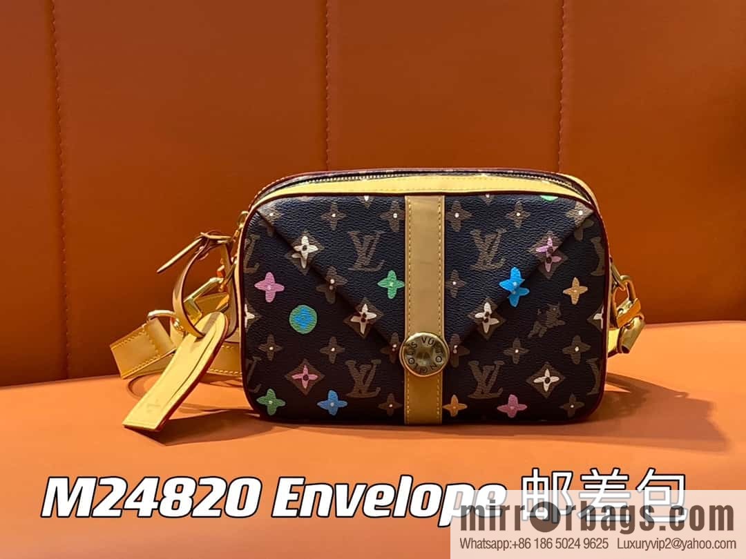 [Premium‑quality] M24820 brown color, variable code chip version, men's bag messenger bag series Envelope messenger bag