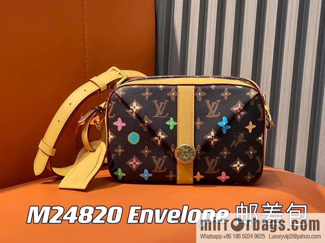 [Premium‑quality] M24820 brown color, variable code chip version, men's bag messenger bag series Envelope messenger bag