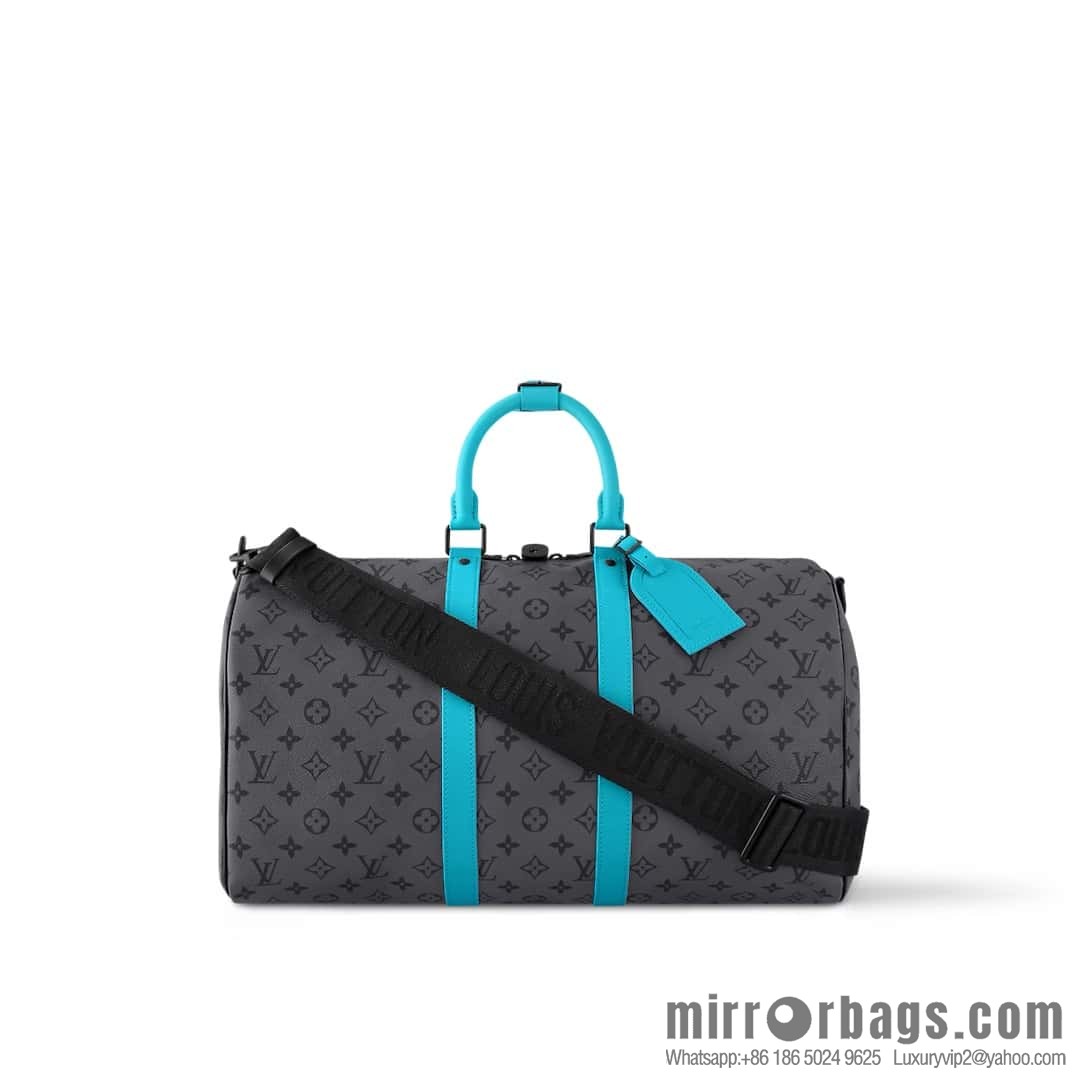 [Boutique‑grade] M11481 blue/silver flower, travel bag series Keepall Bandoulière 45 travel bag