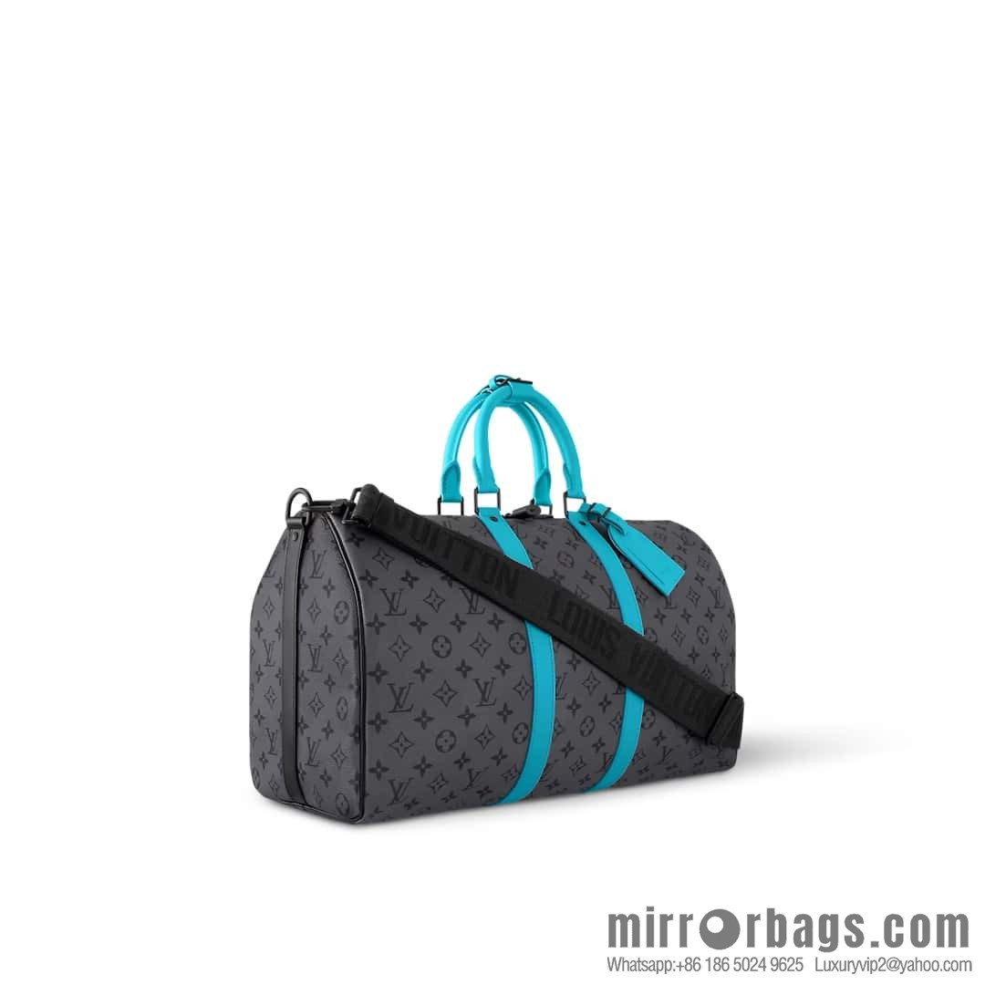 [Boutique‑grade] M11481 blue/silver flower, travel bag series Keepall Bandoulière 45 travel bag