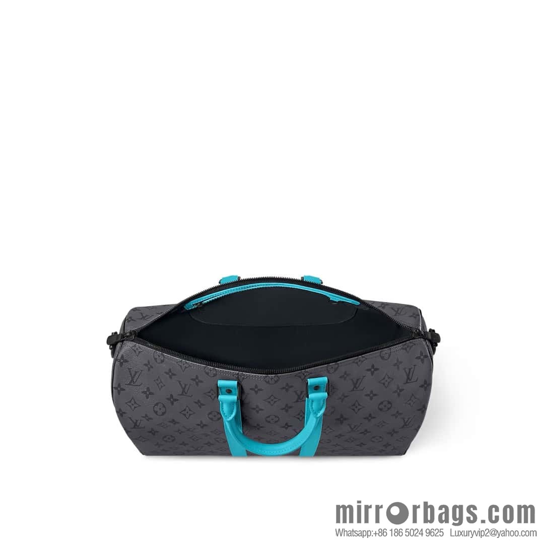 [Boutique‑grade] M11481 blue/silver flower, travel bag series Keepall Bandoulière 45 travel bag