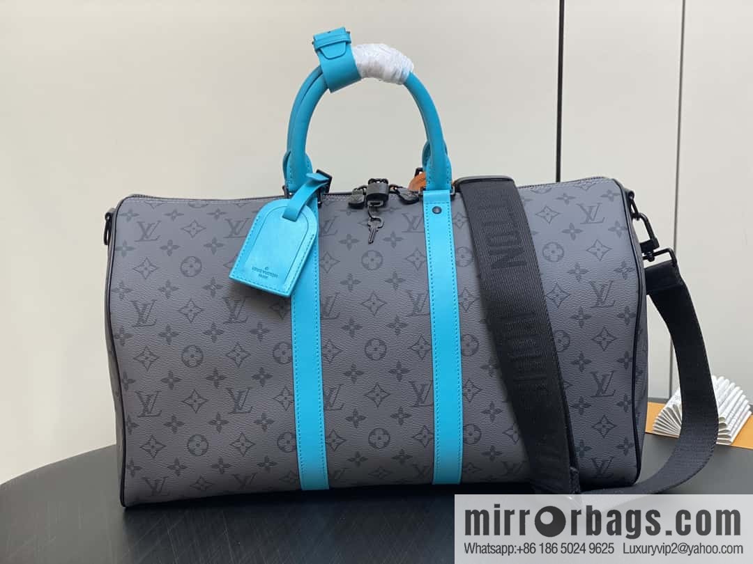 [Boutique‑grade] M11481 blue/silver flower, travel bag series Keepall Bandoulière 45 travel bag