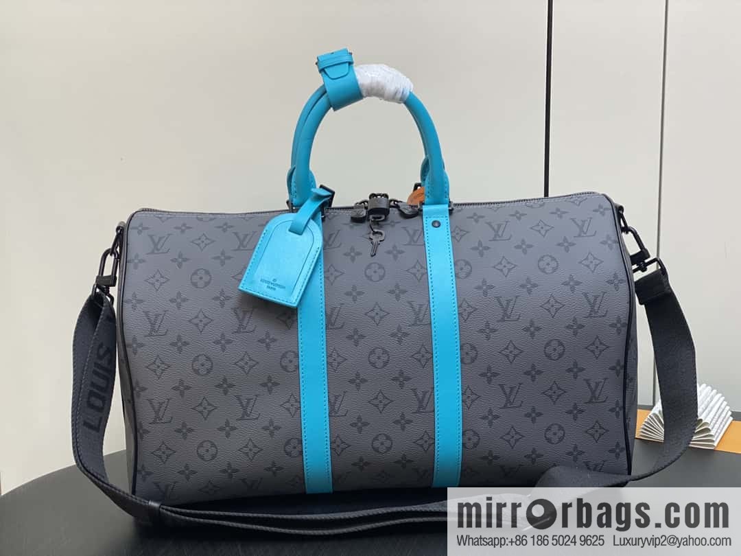 [Boutique‑grade] M11481 blue/silver flower, travel bag series Keepall Bandoulière 45 travel bag