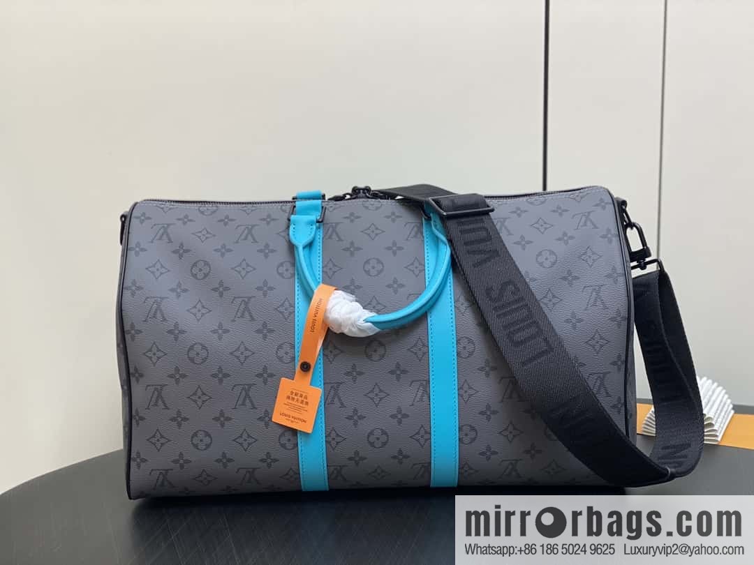 [Boutique‑grade] M11481 blue/silver flower, travel bag series Keepall Bandoulière 45 travel bag