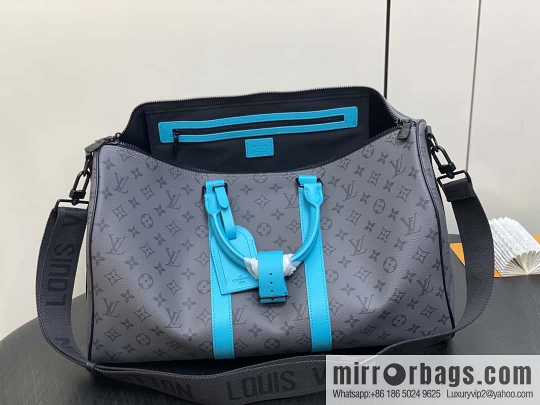 [Boutique‑grade] M11481 blue/silver flower, travel bag series Keepall Bandoulière 45 travel bag