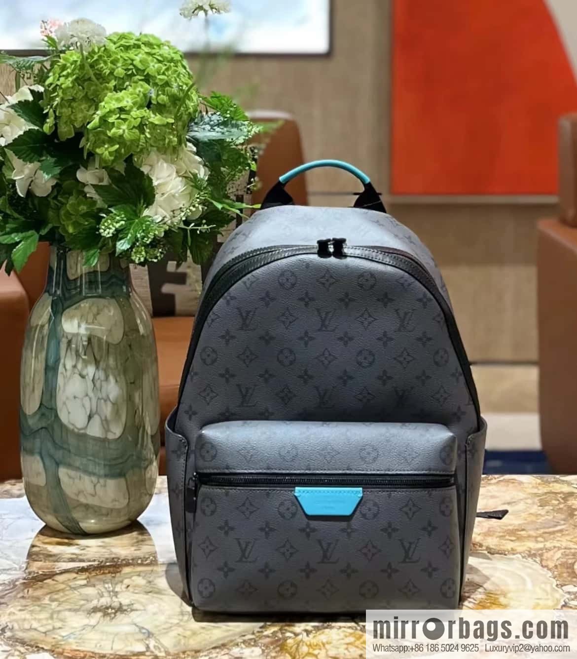[Boutique‑grade] M11641 blue/silver flower, backpack series DISCOVERY small backpack.