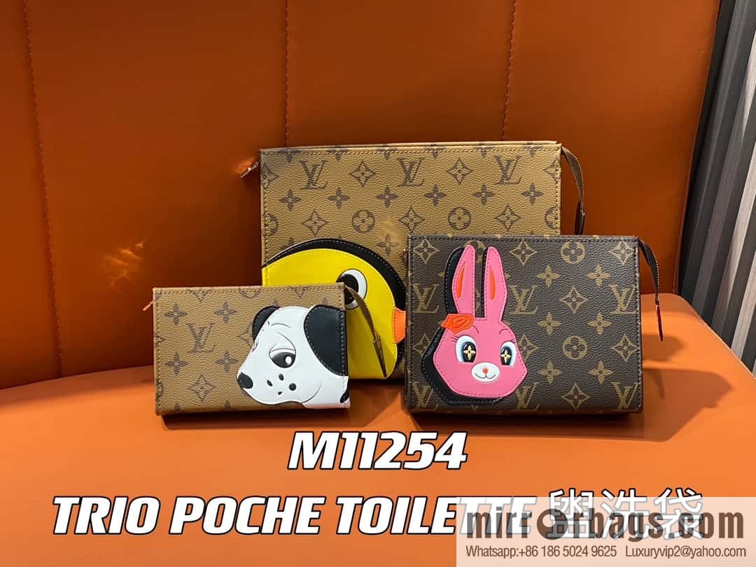 [Boutique‑grade] M11254 animal, three-piece handbag toilet bag series TRIO POCHE TOILETTE toilet bag