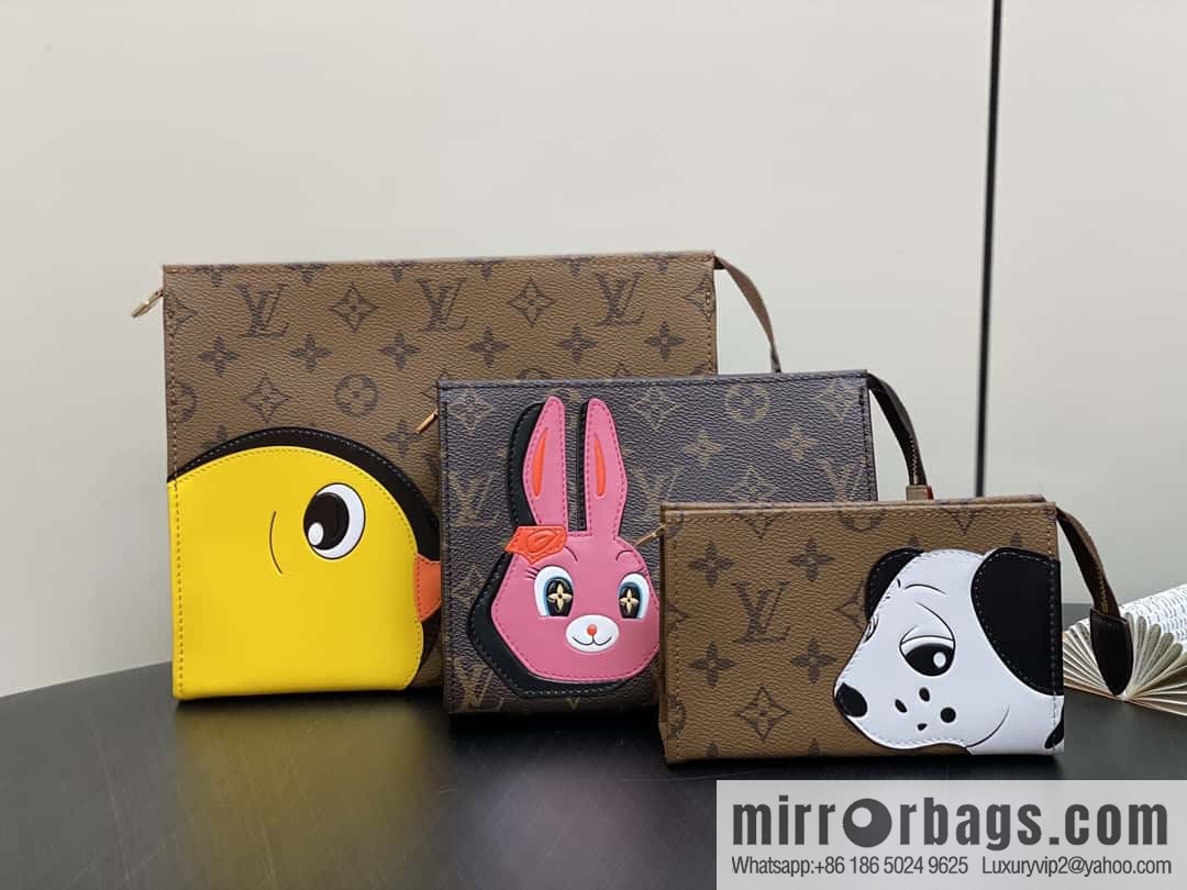 [Boutique‑grade] M11254 animal, three-piece handbag toilet bag series TRIO POCHE TOILETTE toilet bag
