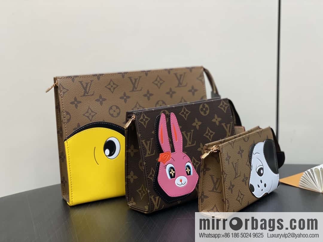 [Boutique‑grade] M11254 animal, three-piece handbag toilet bag series TRIO POCHE TOILETTE toilet bag