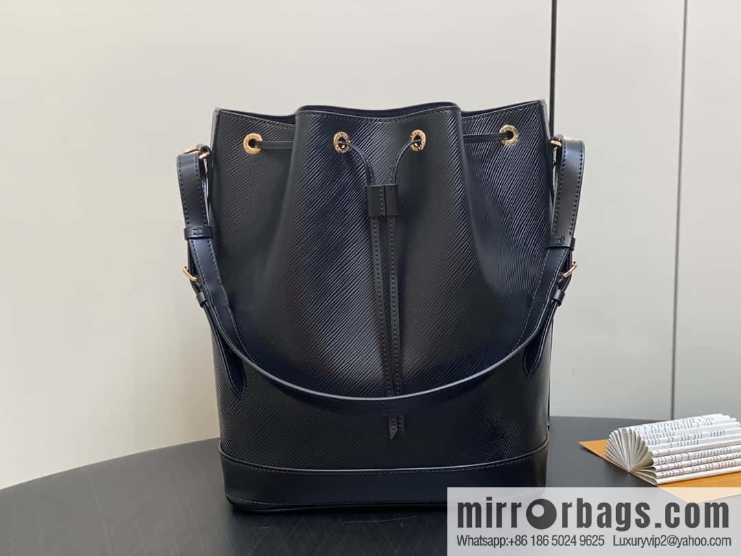 [Boutique‑grade] M24932 black, water ripple bucket bag NOE MM handbag