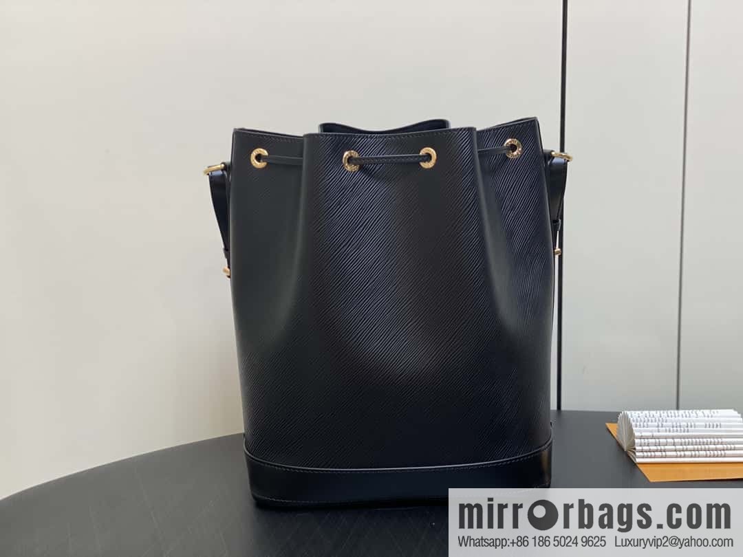 [Boutique‑grade] M24932 black, water ripple bucket bag NOE MM handbag