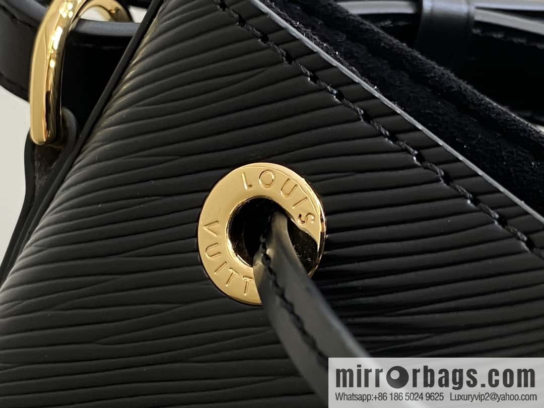 [Boutique‑grade] M24932 black, water ripple bucket bag NOE MM handbag