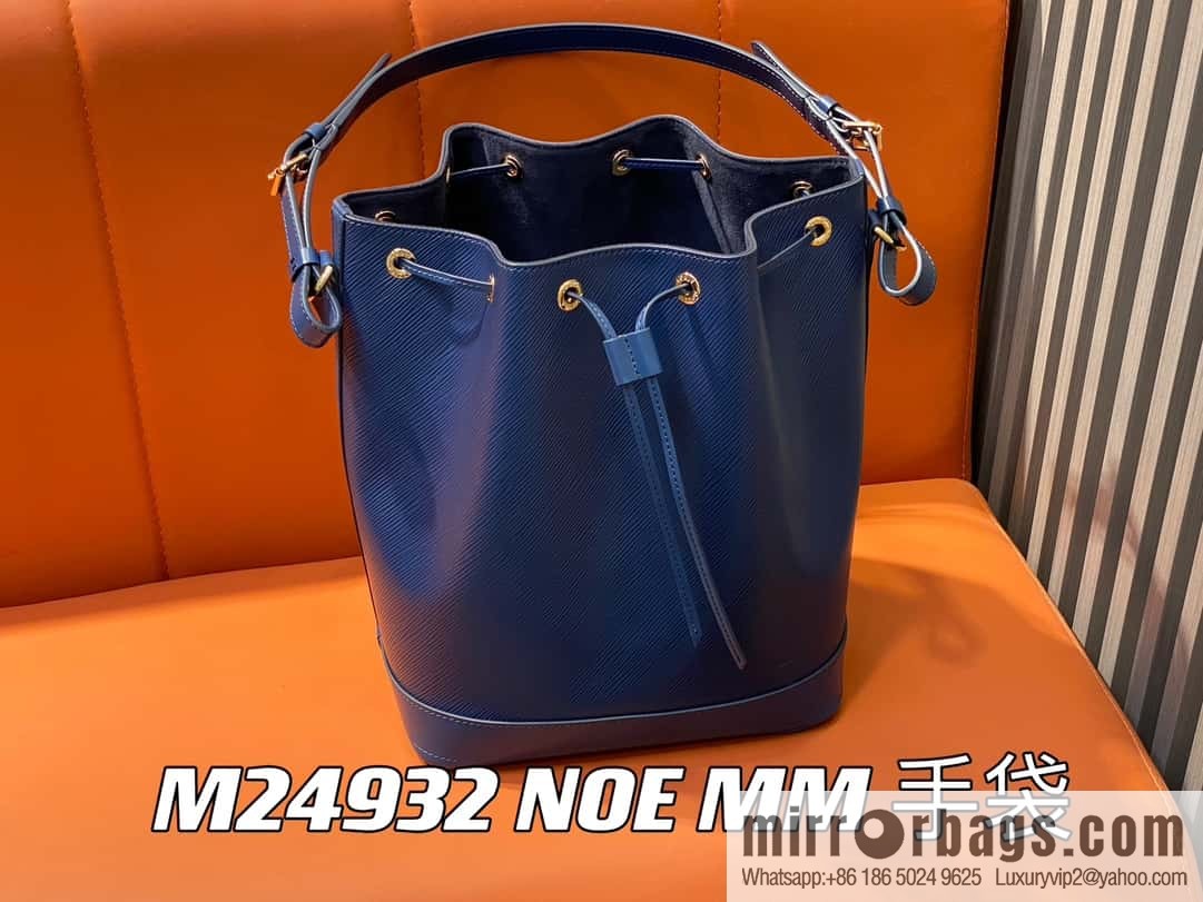 [Boutique‑grade] M24932 dark blue, water ripple bucket bag NOE MM handbag