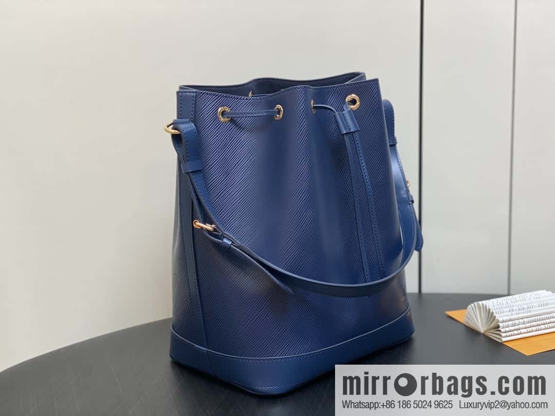 [Boutique‑grade] M24932 dark blue, water ripple bucket bag NOE MM handbag