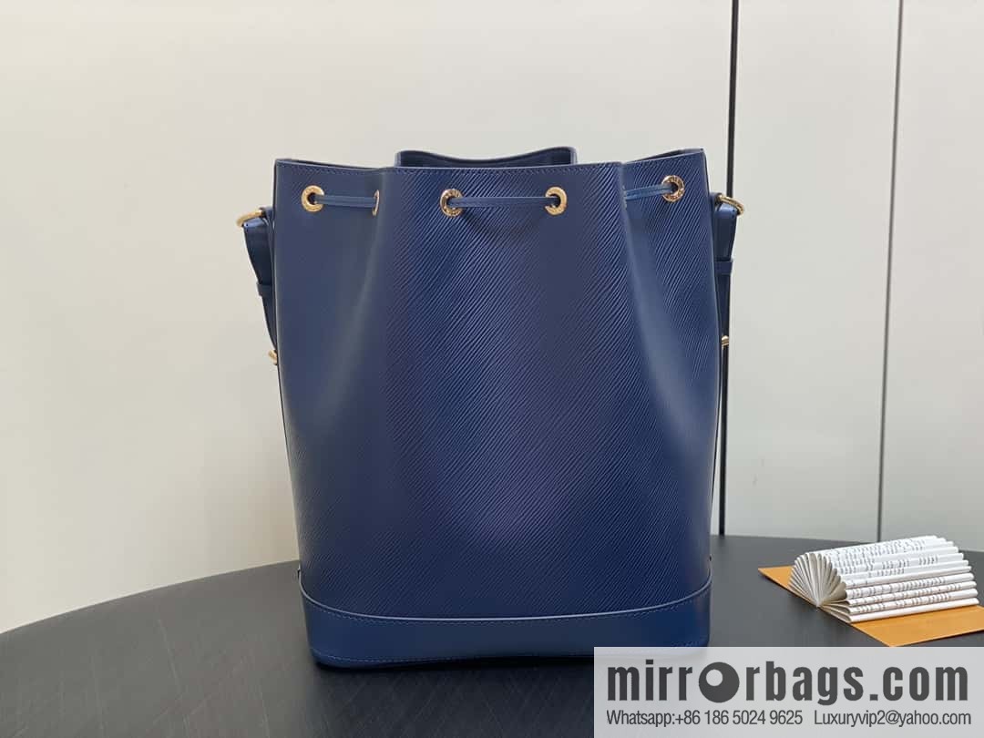 [Boutique‑grade] M24932 dark blue, water ripple bucket bag NOE MM handbag