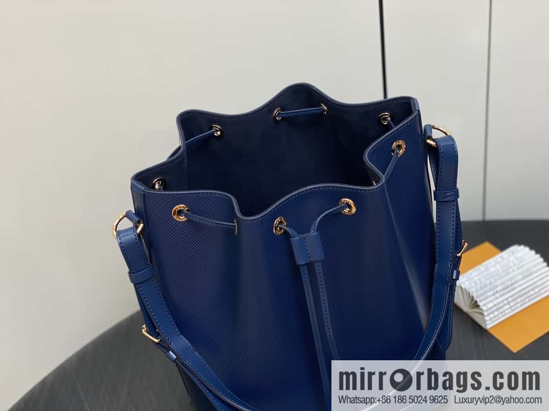 [Boutique‑grade] M24932 dark blue, water ripple bucket bag NOE MM handbag