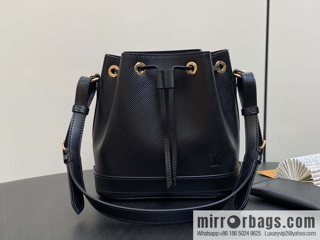 [Boutique‑grade] M24675 black, water ripple bucket bag NOE BB handbag