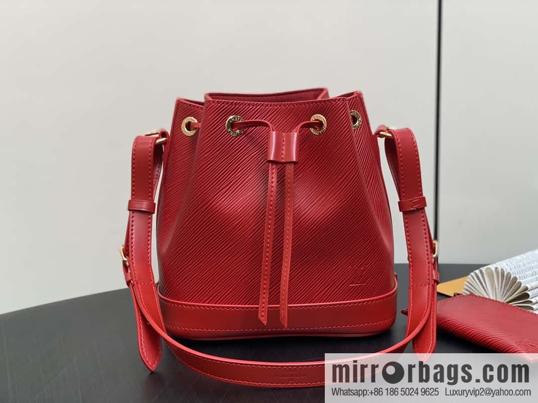 [Boutique‑grade] M24675 red, water ripple bucket bag NOE BB handbag