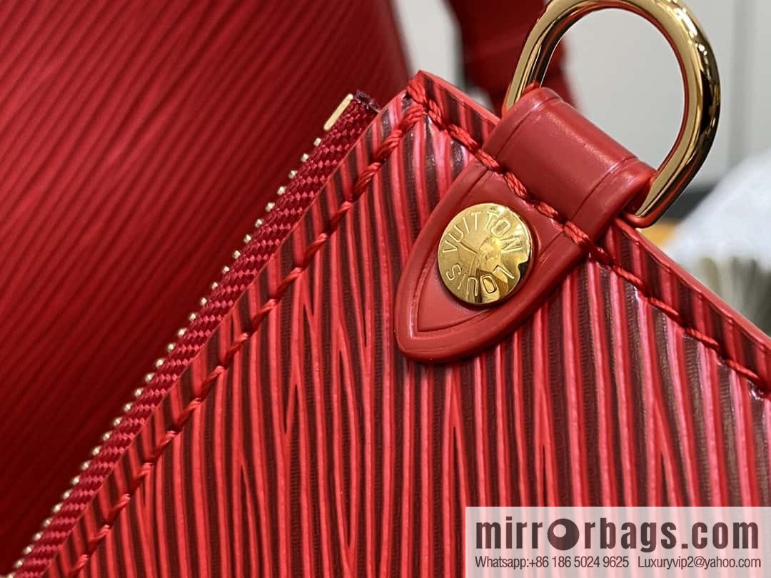 [Boutique‑grade] M24675 red, water ripple bucket bag NOE BB handbag