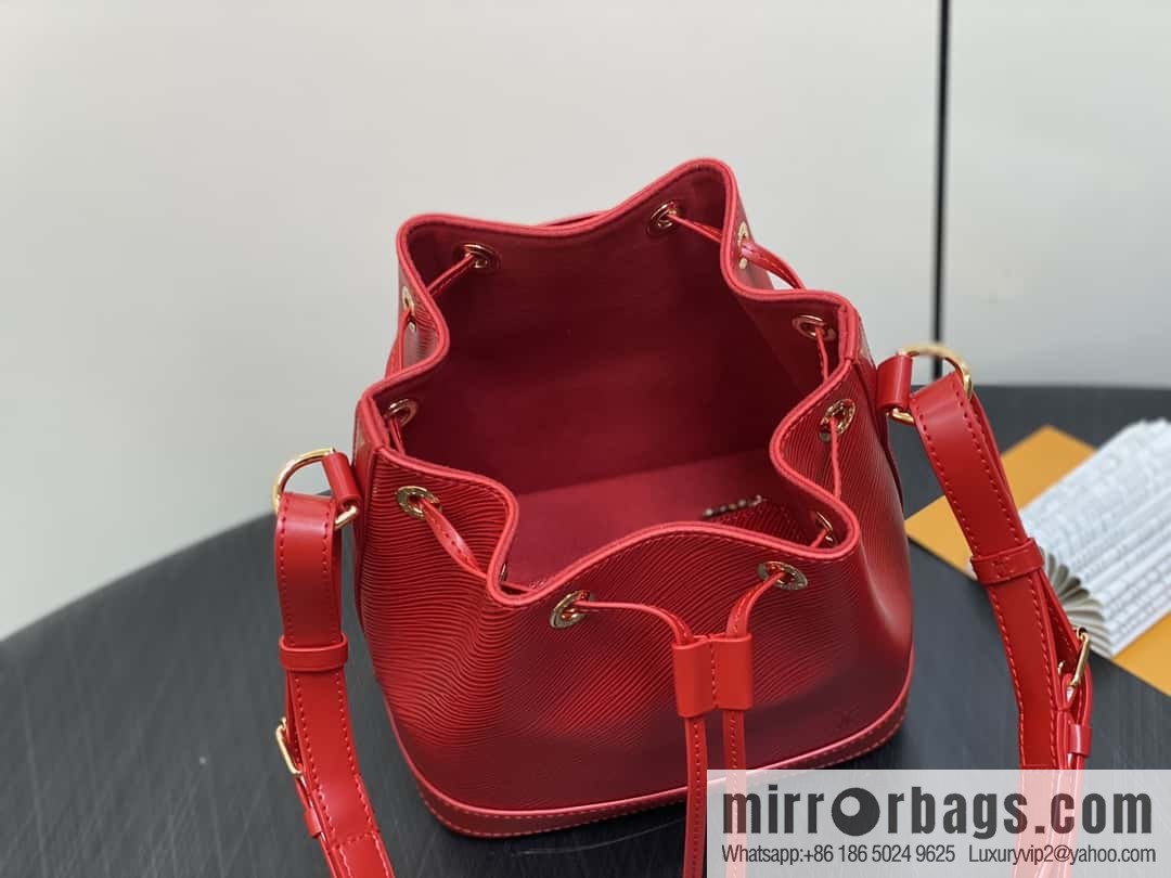 [Boutique‑grade] M24675 red, water ripple bucket bag NOE BB handbag