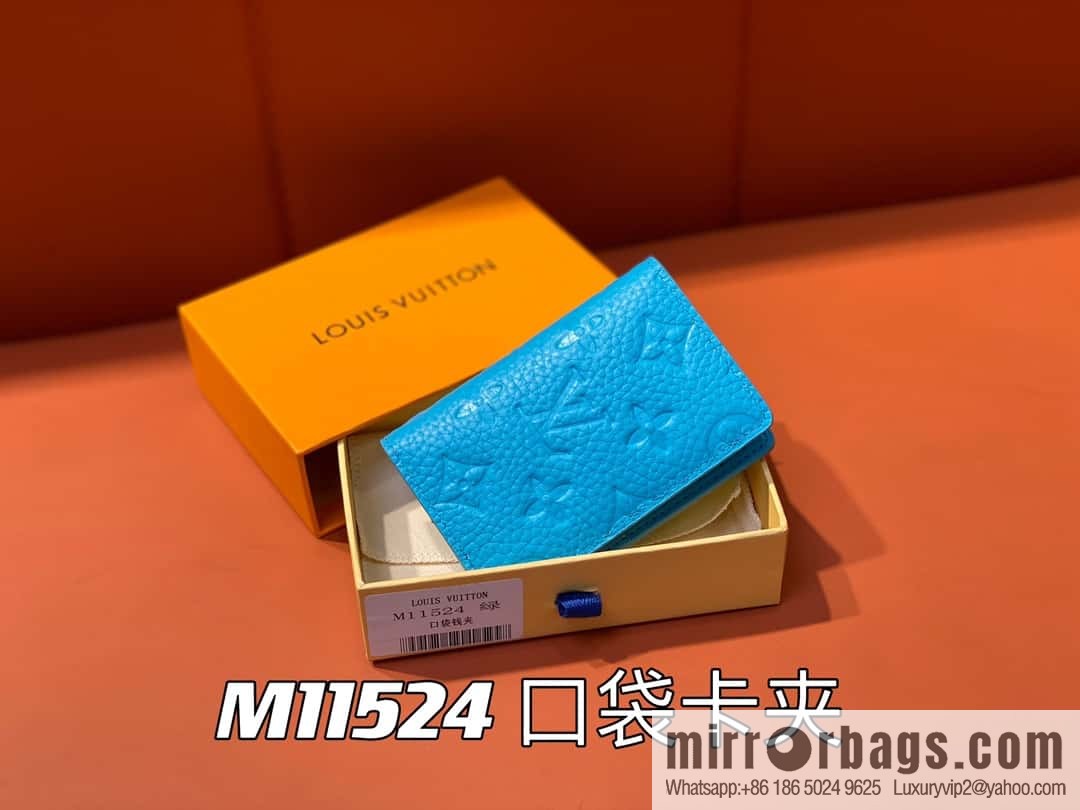 [Boutique‑grade] M11524 blue full leather embossing, card bag wallet series, pocket card clip