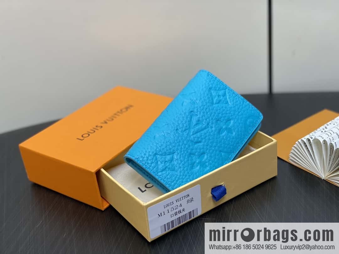 [Boutique‑grade] M11524 blue full leather embossing, card bag wallet series, pocket card clip