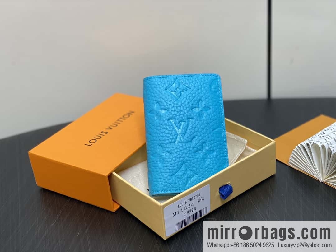 [Boutique‑grade] M11524 blue full leather embossing, card bag wallet series, pocket card clip