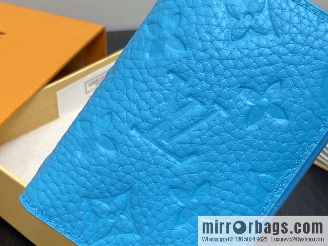 [Boutique‑grade] M11524 blue full leather embossing, card bag wallet series, pocket card clip