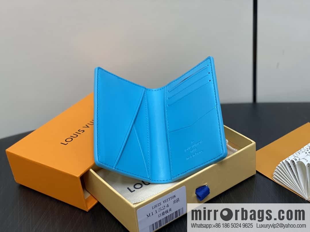 [Boutique‑grade] M11524 blue full leather embossing, card bag wallet series, pocket card clip