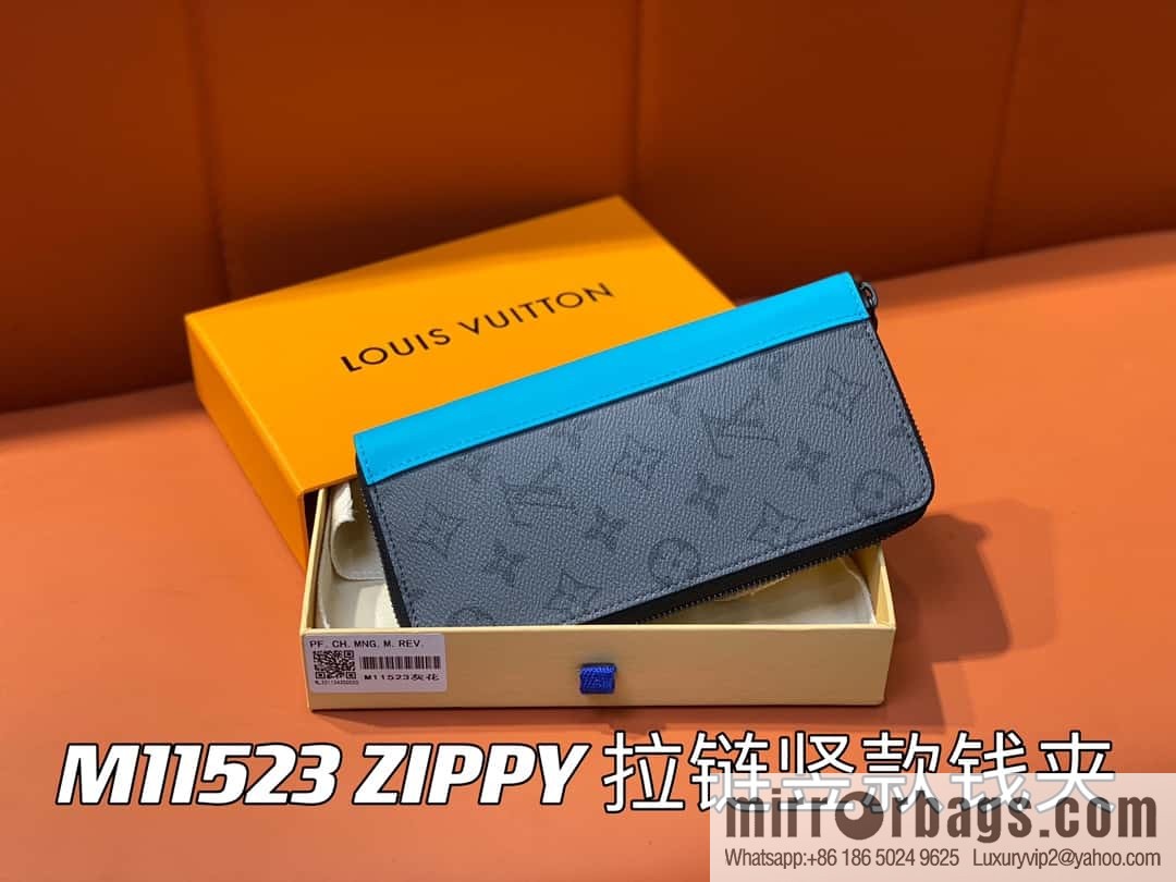 [Boutique‑grade] M11523 blue silver flower, single zipper wallet series ZIPPY zipper vertical wallet